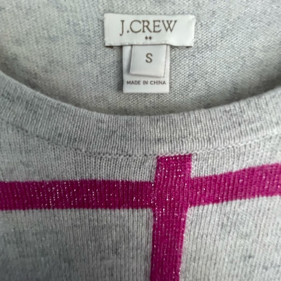 J.Crew Women’s small Beautiful bright pink/light tan merino wool blend sweater - Picture 4 of 7